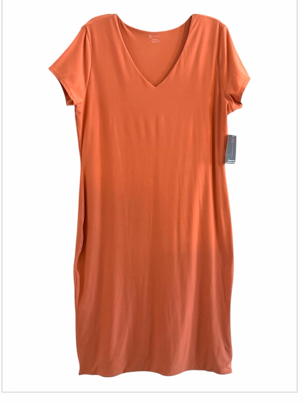 No Boundaries NWT Orange V-Neck T-Shirt Dress Plus Stretch Size XXXL 21 (Fits 2X